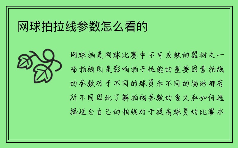 网球拍拉线参数怎么看的