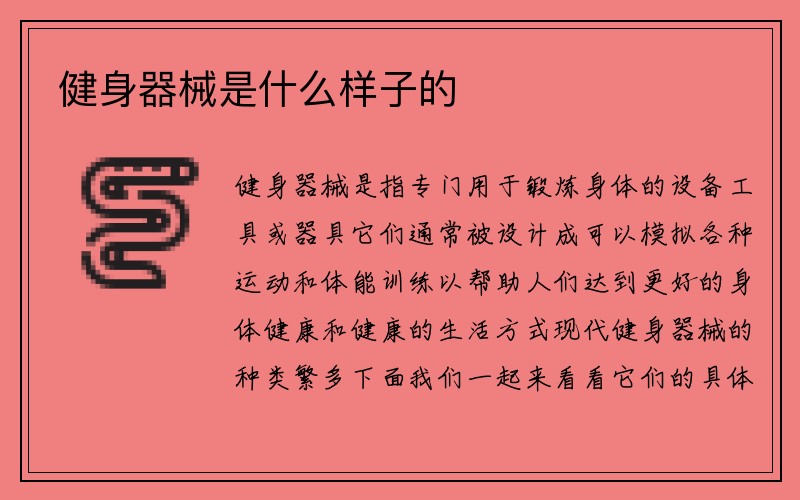 健身器械是什么样子的